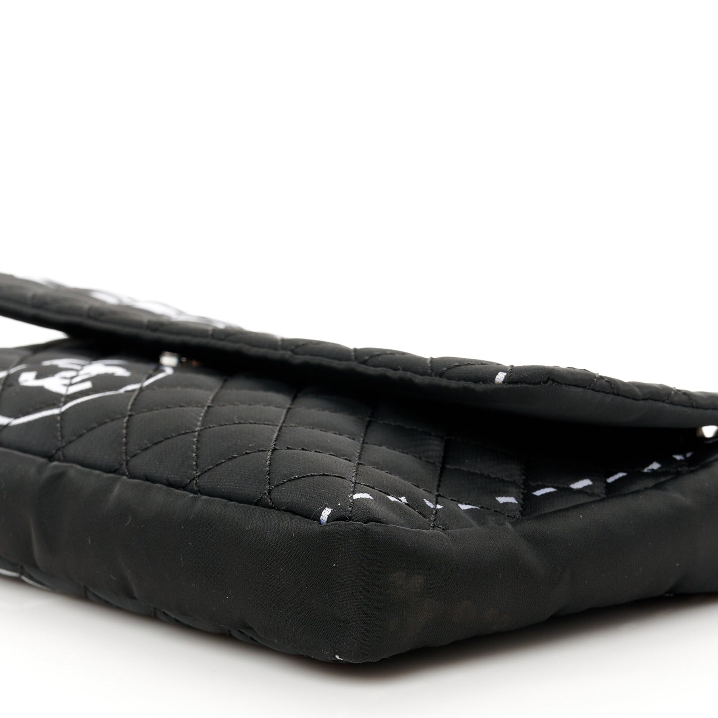 Nylon Quilted Logo Flap Black