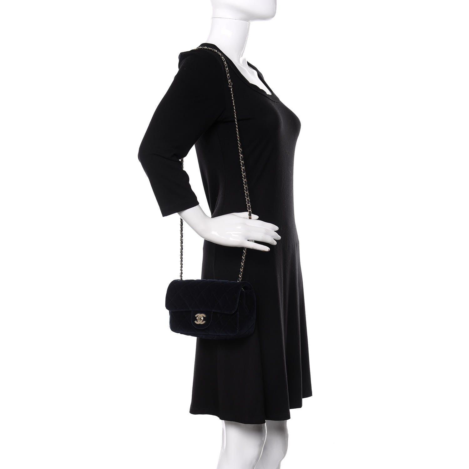 Chanel Velvet Quilted Mini Rectangular Pearl Crush Flap Navy 2 of 11