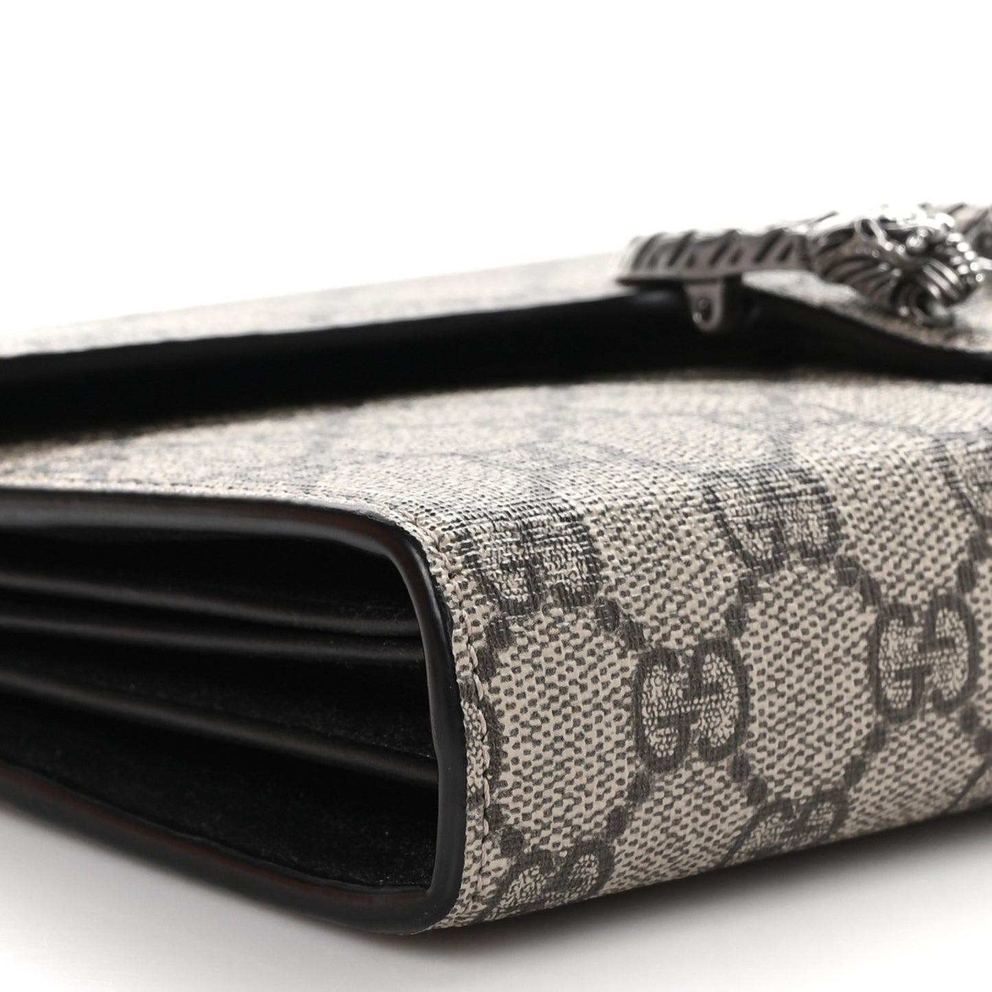 GG Supreme Monogram Mini Dionysus Chain Wallet Black