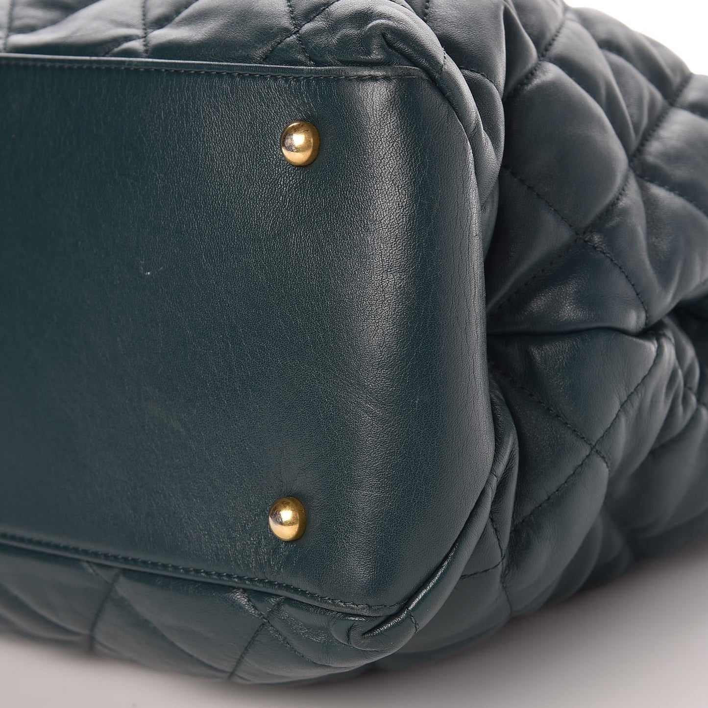 Calfskin Quilted Large Soft Elegance Tote Green