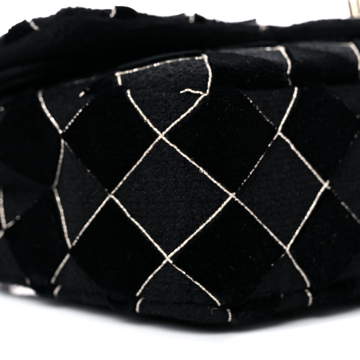 Chanel Velvet Tweed Quilted Medium Double Flap Black 8 of 12