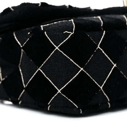 Chanel Velvet Tweed Quilted Medium Double Flap Black 8 of 12
