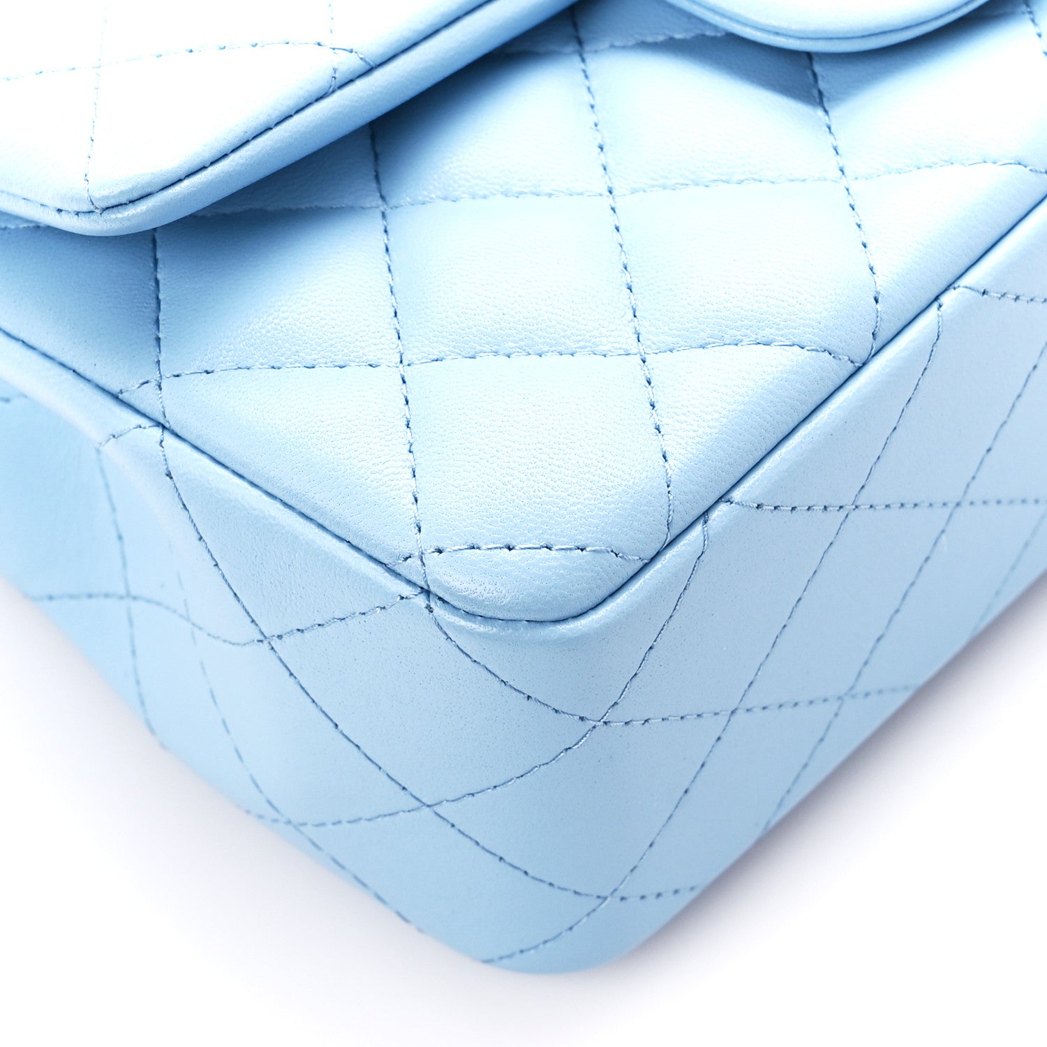 Chanel Lambskin Quilted Mini Rectangular Flap Light Blue 10 of 12