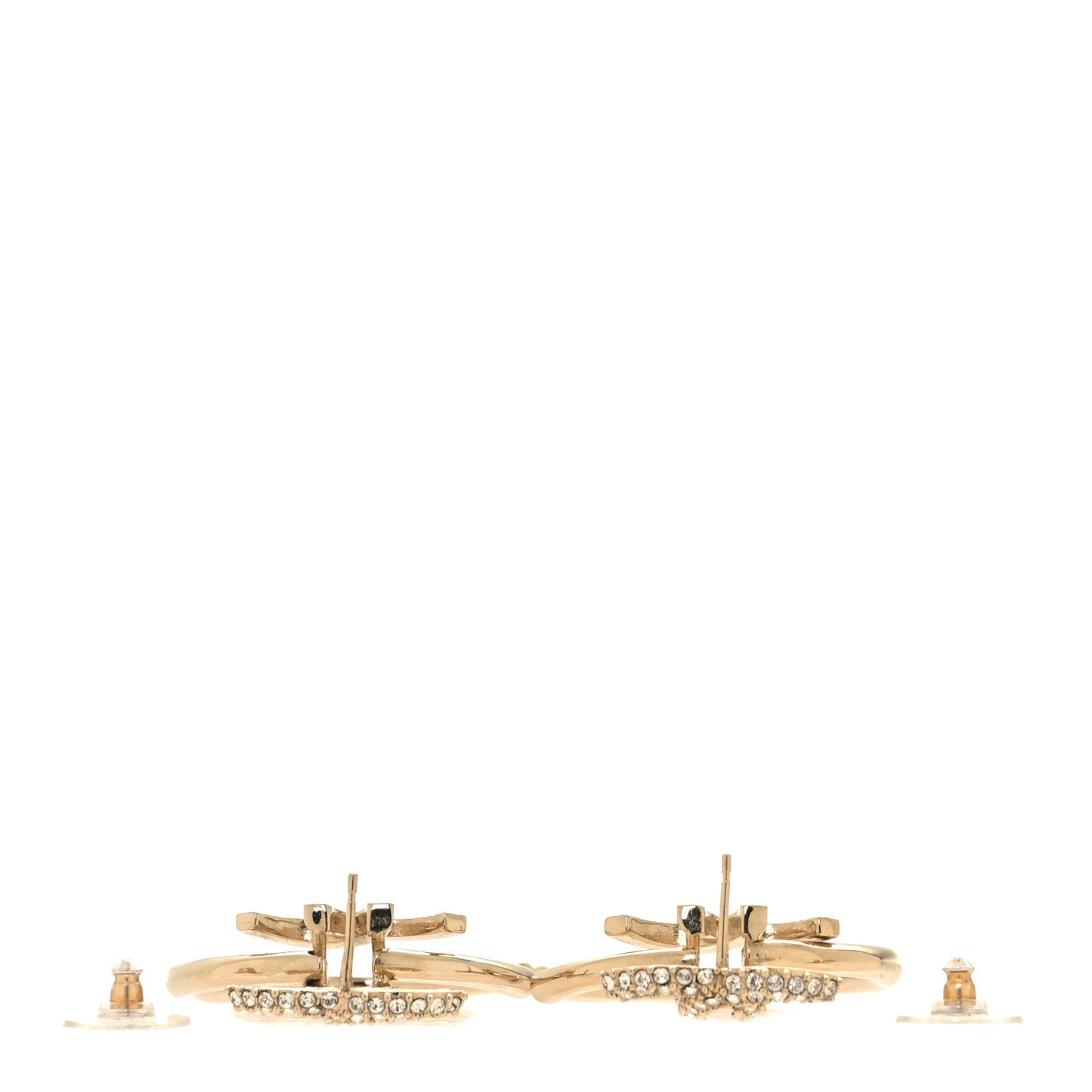 Crystal CC Hoop Drop Earrings Light Gold