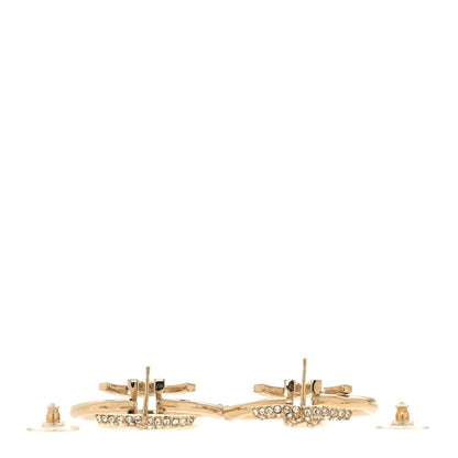 Chanel Crystal CC Hoop Drop Earrings Light Gold 3 of 5