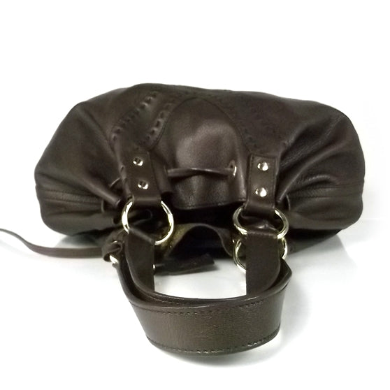 Leather Reversible Tote Gold-Brown