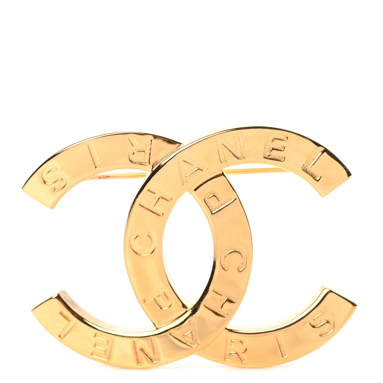 Chanel Metal Paris Button CC Large Brooch Gold 1 of 5