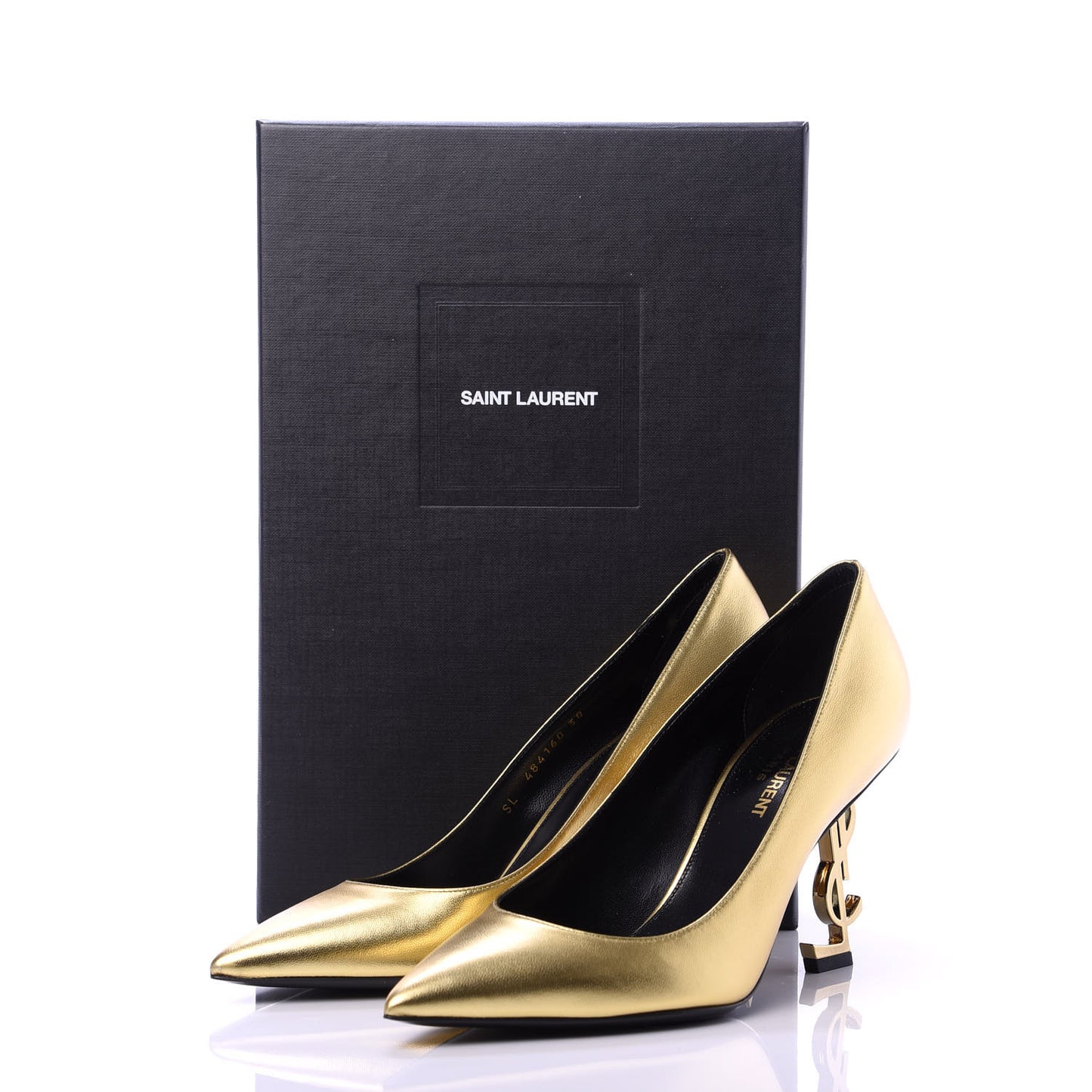 Metallic Calfskin Opyum 85 Pumps 38 Oro