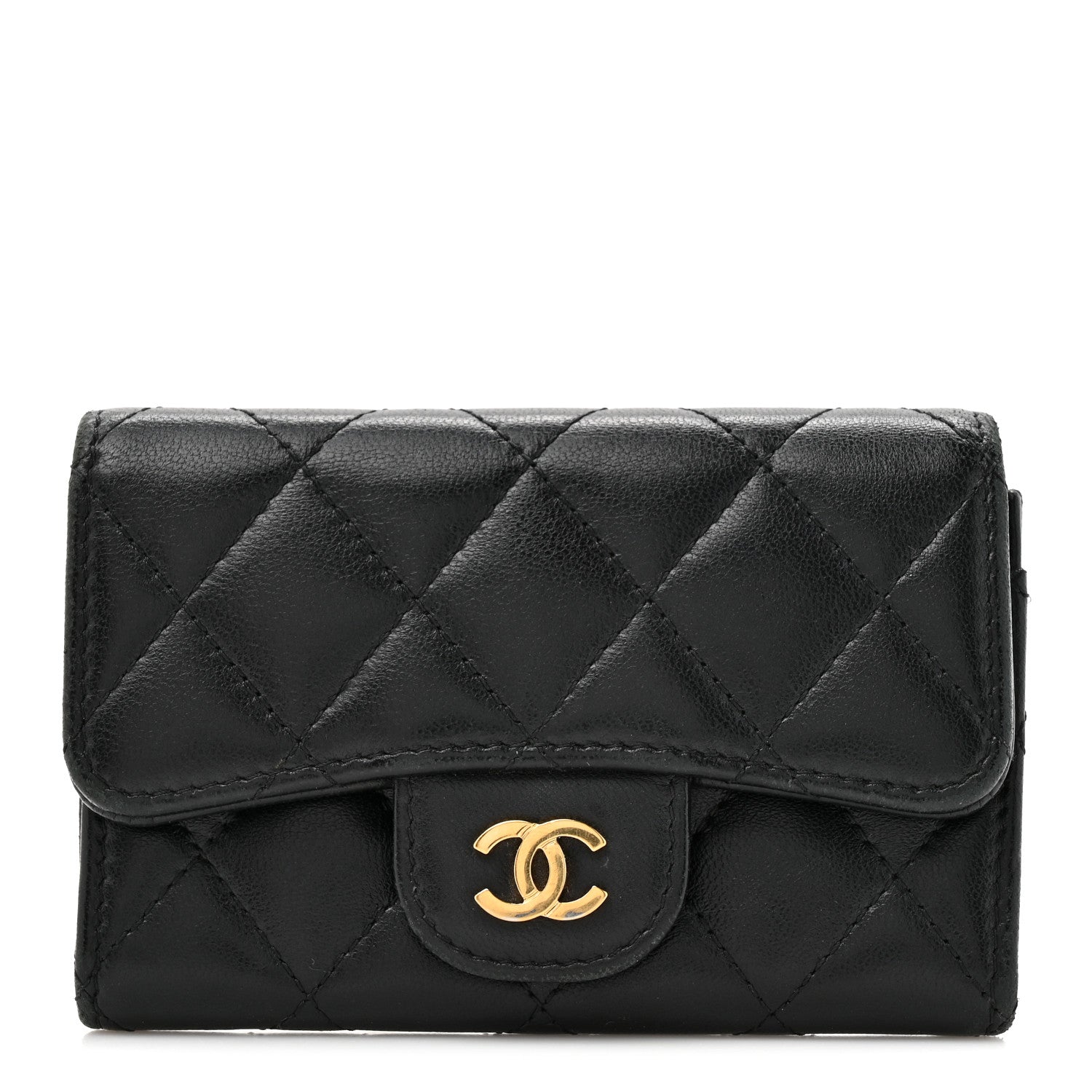 Chanel Lambskin Quilted Flap Card Holder Black 1 of 11