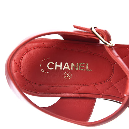 Chanel Lambskin Chain CC Logo Thong Sandals 35.5 Red 7 of 12