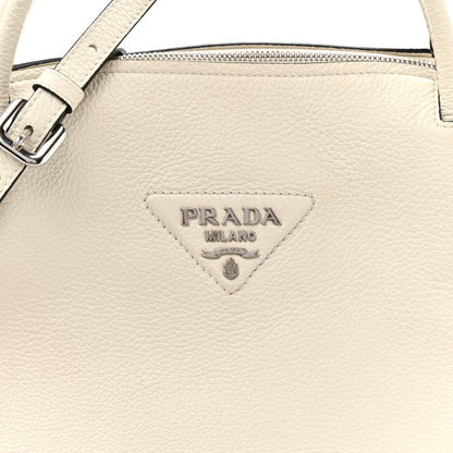 Prada Vitello Daino Soft Medium Zippered Top Handle Bag White 7 of 14