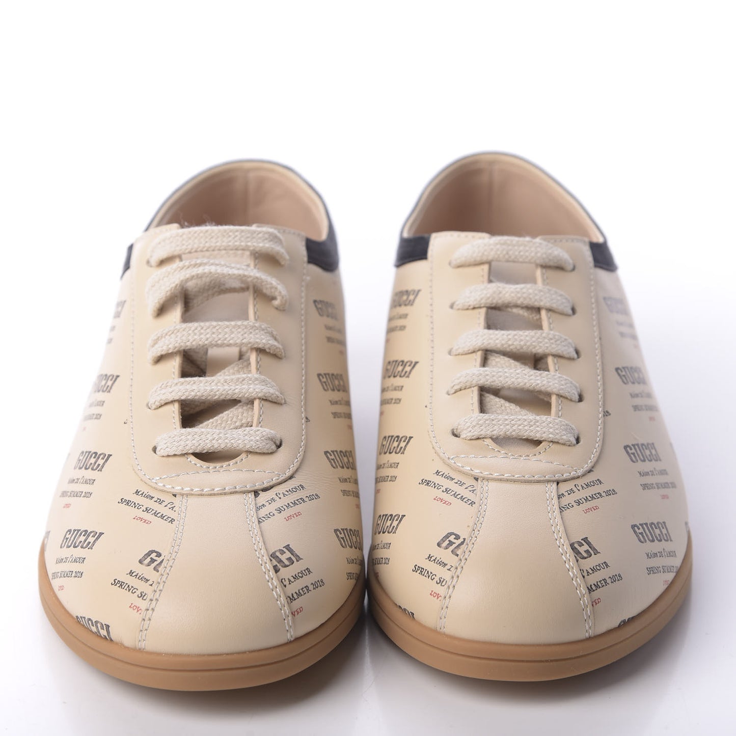 Calfskin Stamp Print Womens Falacer Sneakers 37.5 Soy