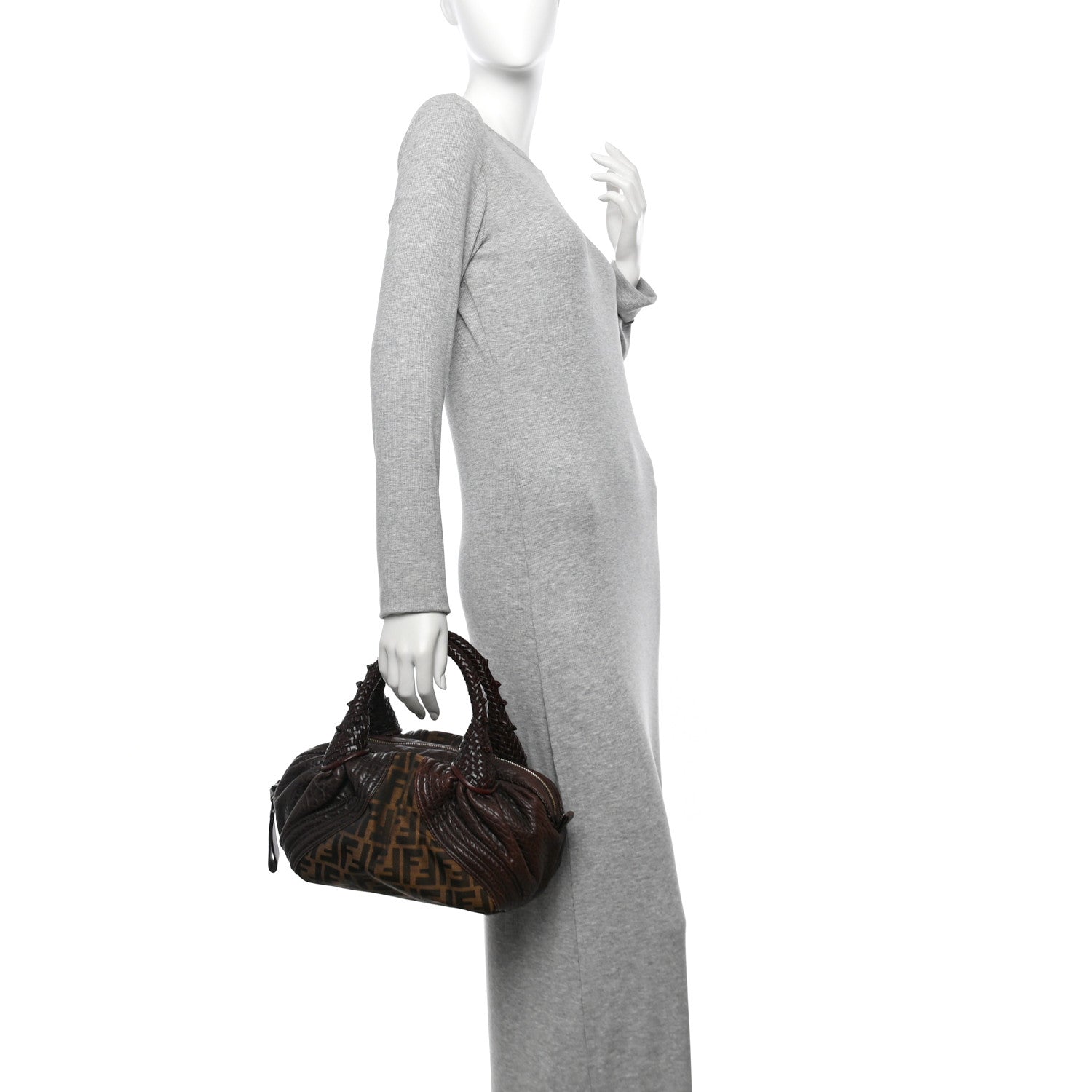 Fendi Zucca Nappa Nuvolata Vitello Tortuga Spy Bowler Tobacco Moro 2 of 11