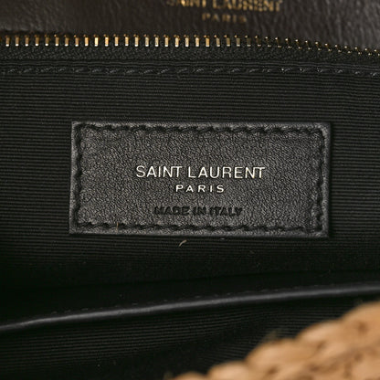 Saint Laurent Raffia Calfskin Monogram Medium Niki Chain Satchel Natural 6 of 9
