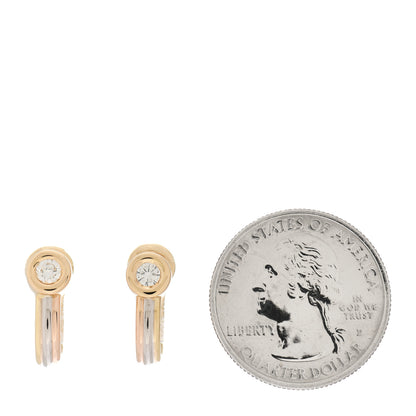 Cartier 18K Yellow White Pink Gold Diamond Trinity Clip-On Earrings 2 of 5