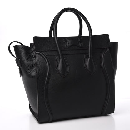 Celine Drummed Calfskin Mini Luggage Black 2 of 8
