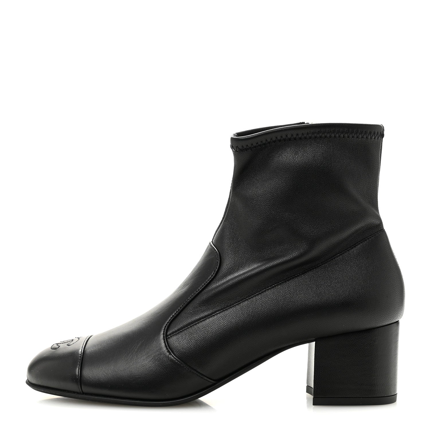 Chanel Stretch Lambskin Cap Toe CC Uniform Short Boots 40 Black 1 of 9