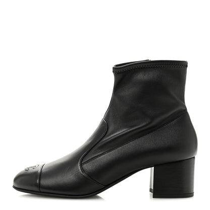 Chanel Stretch Lambskin Cap Toe CC Uniform Short Boots 40 Black 1 of 9
