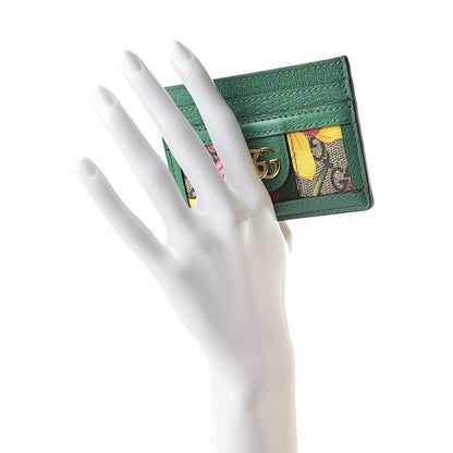 Gucci GG Supreme Monogram Flora Web Ophidia Card Holder Green 2 of 7