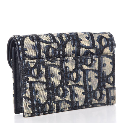 Christian Dior Oblique Saddle Card Holder Blue 3 of 10