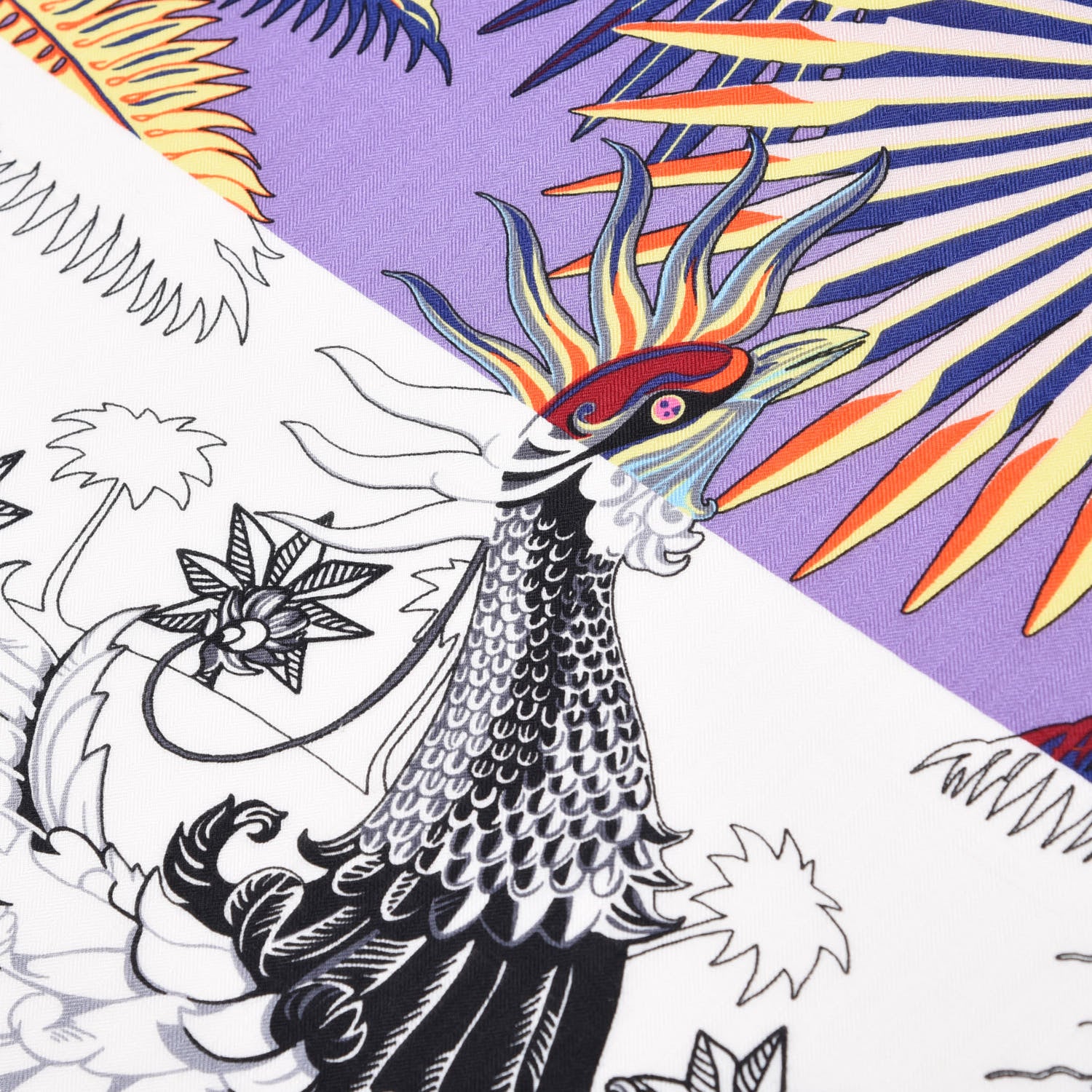 Hermes Cashmere Silk Mythiques Phoenix Coloriage Shawl 140 5 of 6