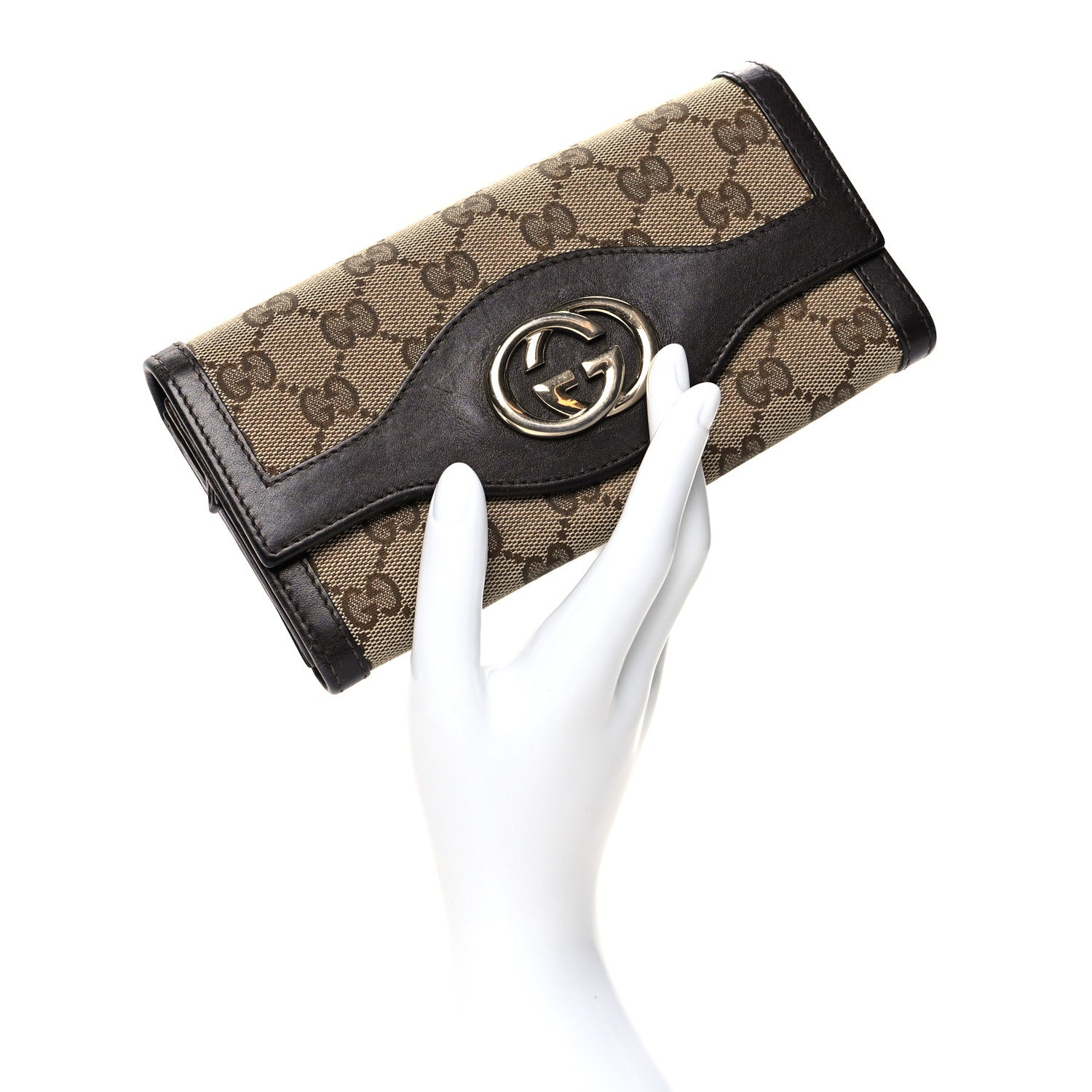 Gucci Monogram Margaux Calfskin Sukey Continental Wallet Beige Ebony Cocoa 2 of 13