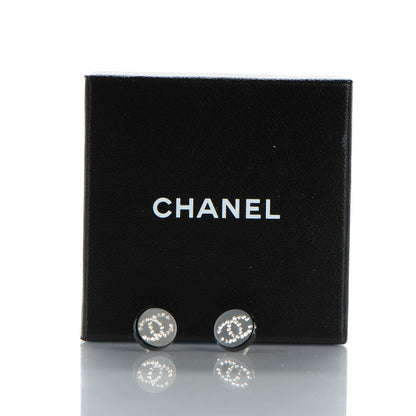 Chanel Resin Crystal CC Earrings Black 5 of 5
