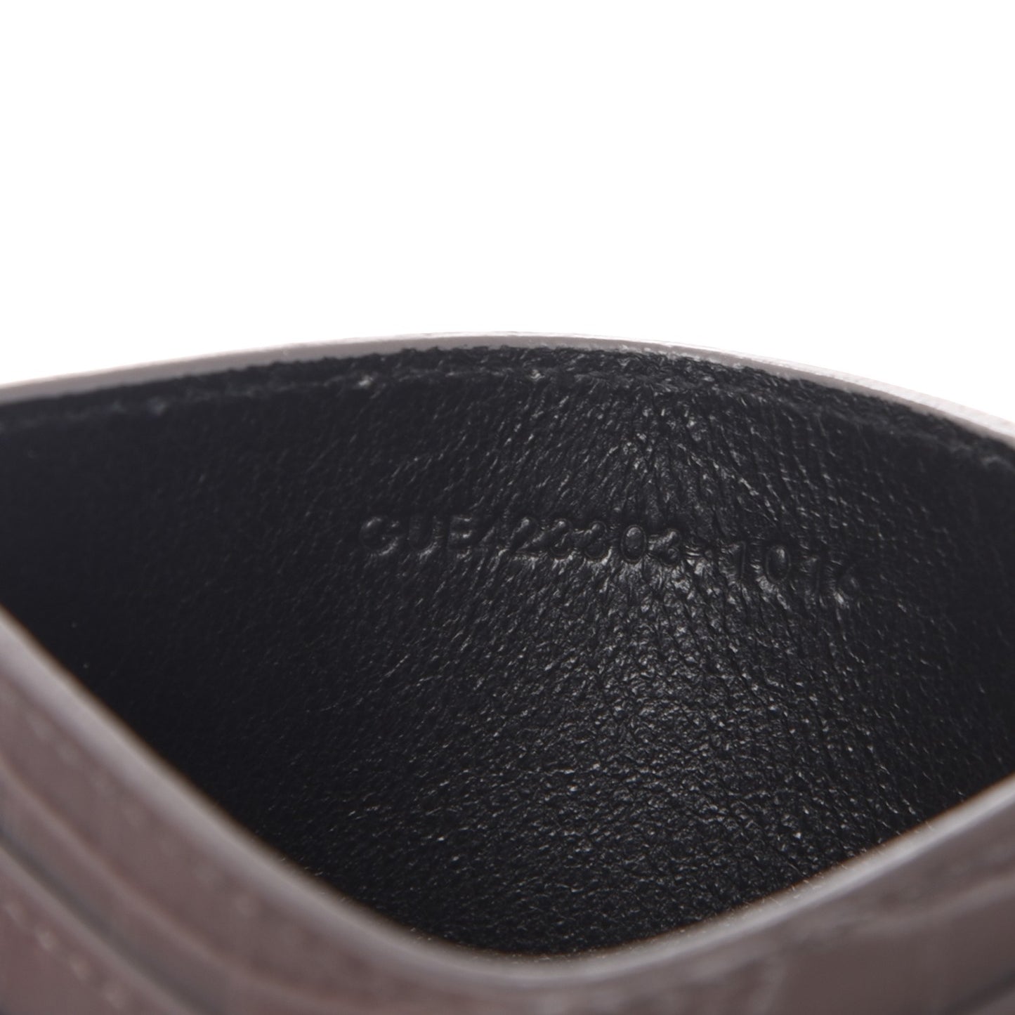 Calfskin Crocodile Embossed Monogram Card Case Fog
