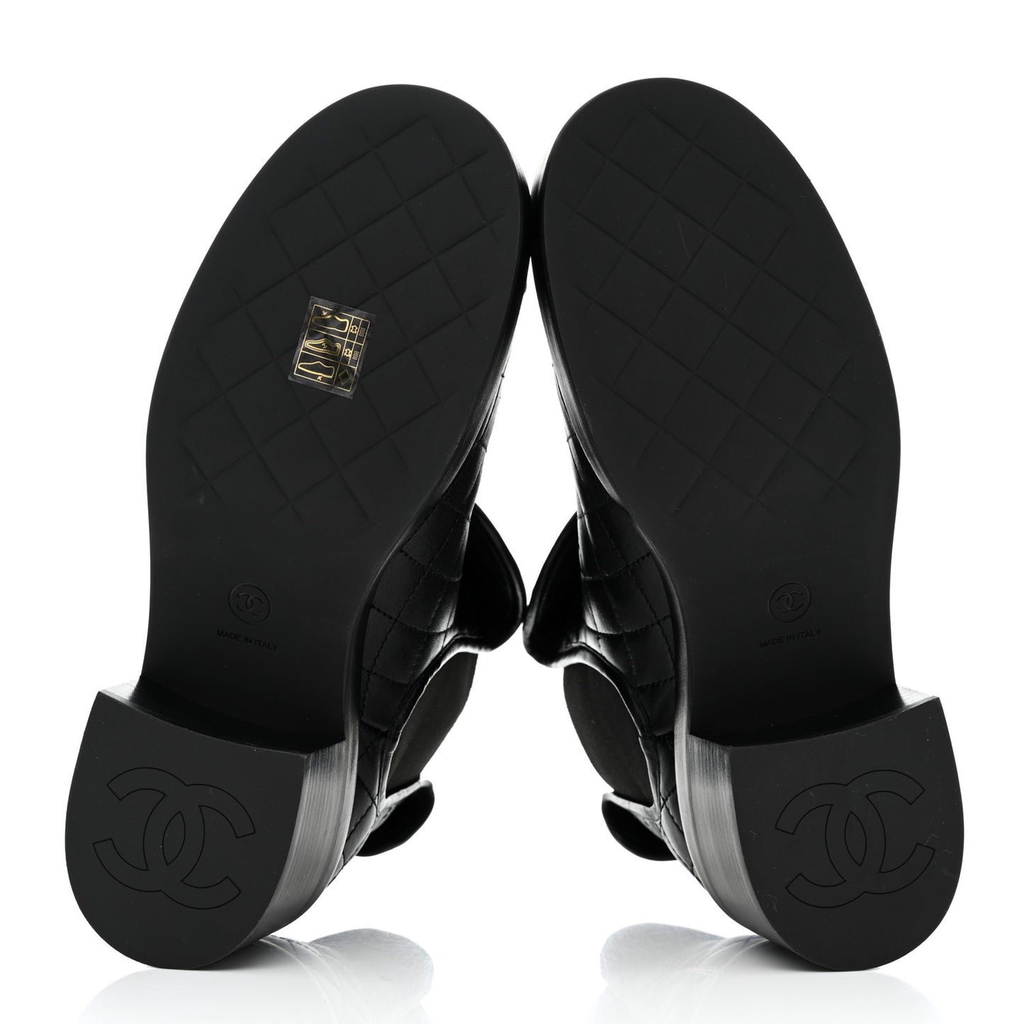 Lambskin Quilted Cap Toe CC Turnlock Booties 39.5 Black
