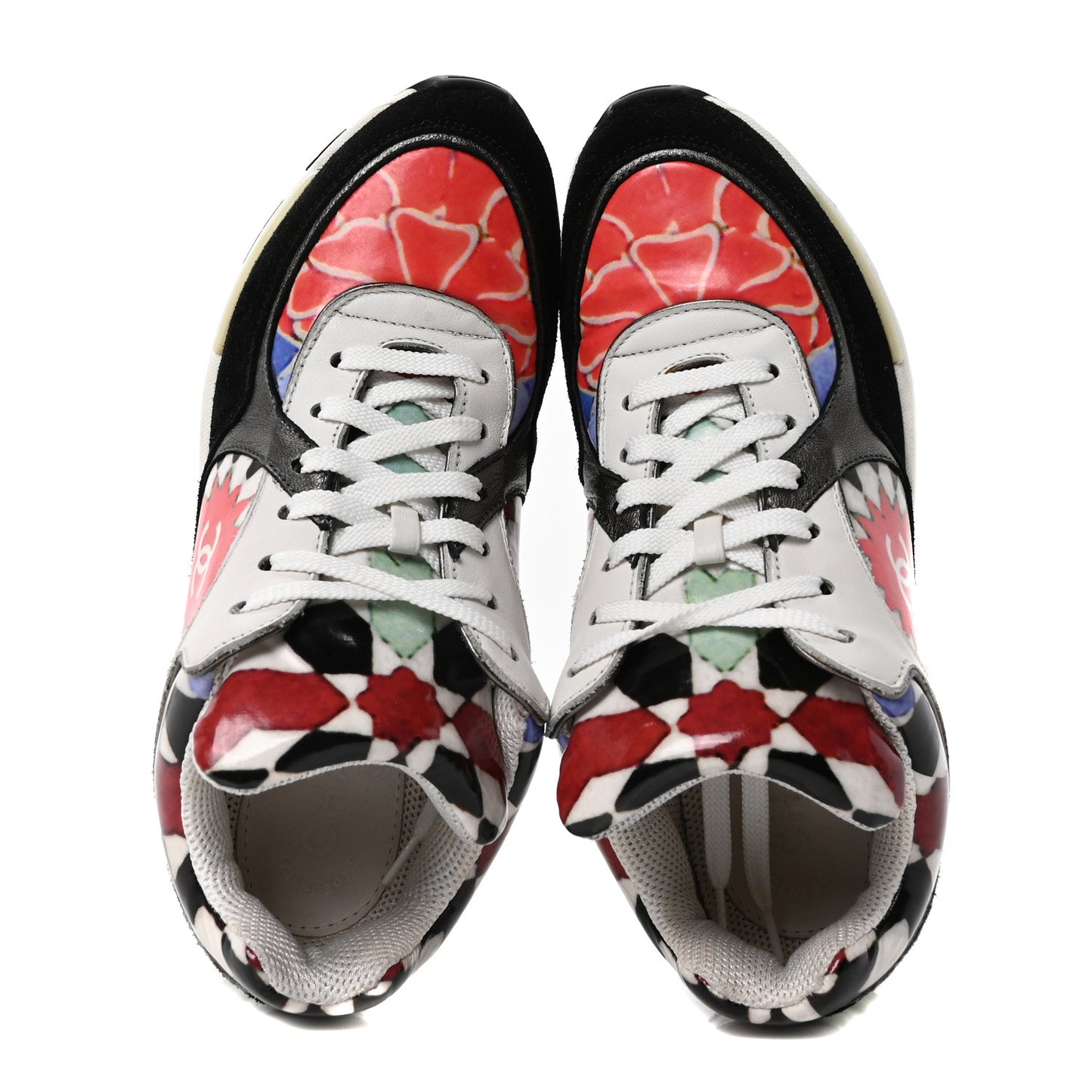 Vinyl Calfskin Suede Womens CC Sneakers 36.5 Multicolor