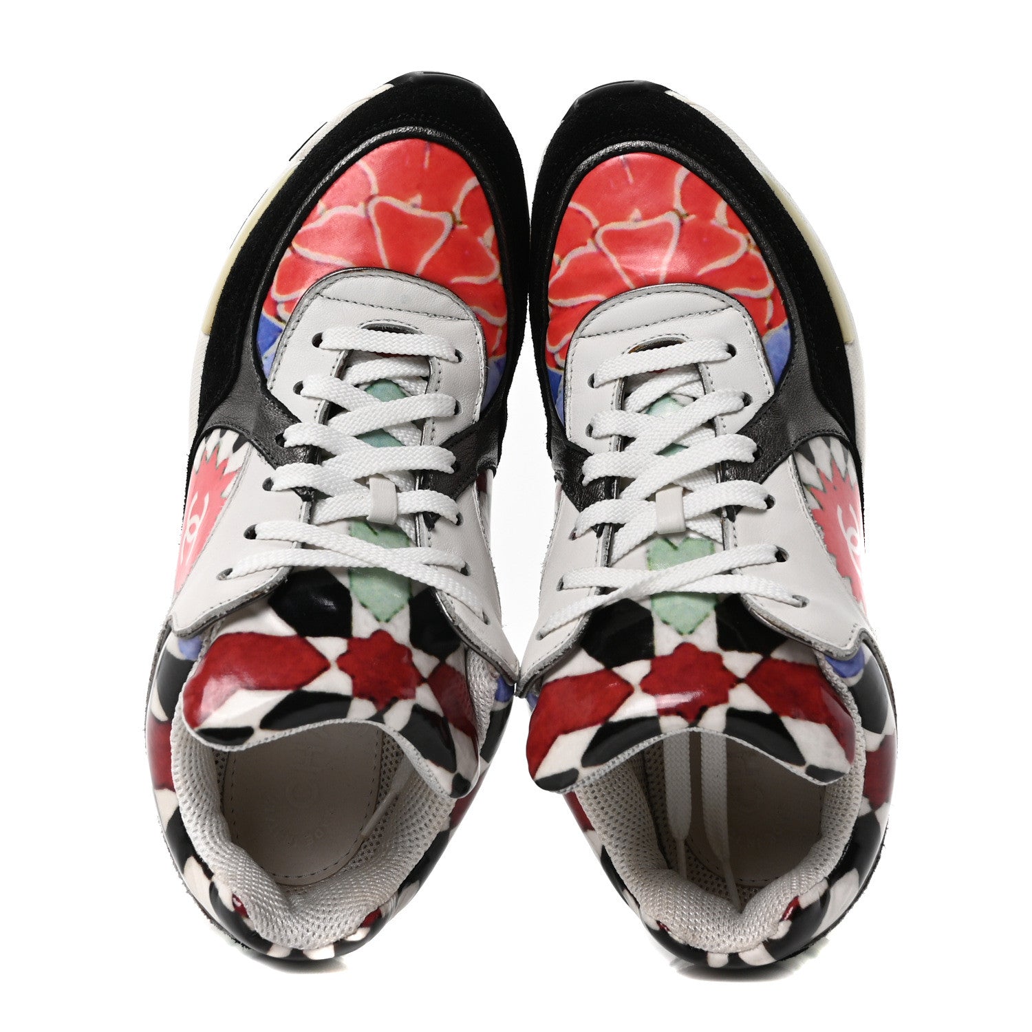 Chanel Vinyl Calfskin Suede Womens CC Sneakers 36.5 Multicolor 2 of 10