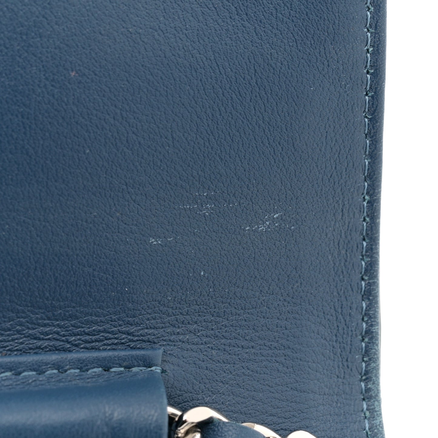 Patent Quilted Brilliant Wallet On Chain WOC Blue