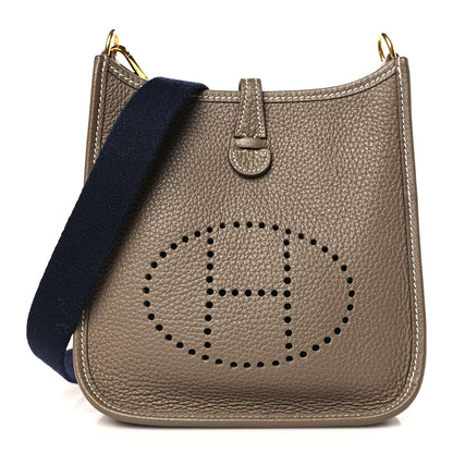 Hermes Taurillon Clemence Amazone Evelyne TPM Etoupe Bleu Indigo 1 of 10