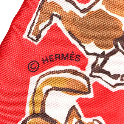 Hermes Silk Chevaux En Liberte Twilly Rouge Caramel White 4 of 4