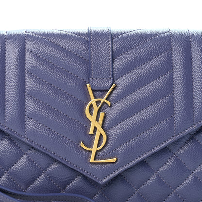 Saint Laurent Grain De Poudre Textured Mixed Matelasse Triquilt Monogram Clutch Dark Wisteria 8 of 11