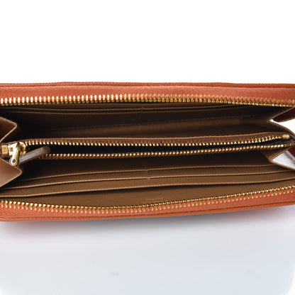Prada Saffiano Bi-Color Metal Zip Around Wallet Caramel Papaya 5 of 8