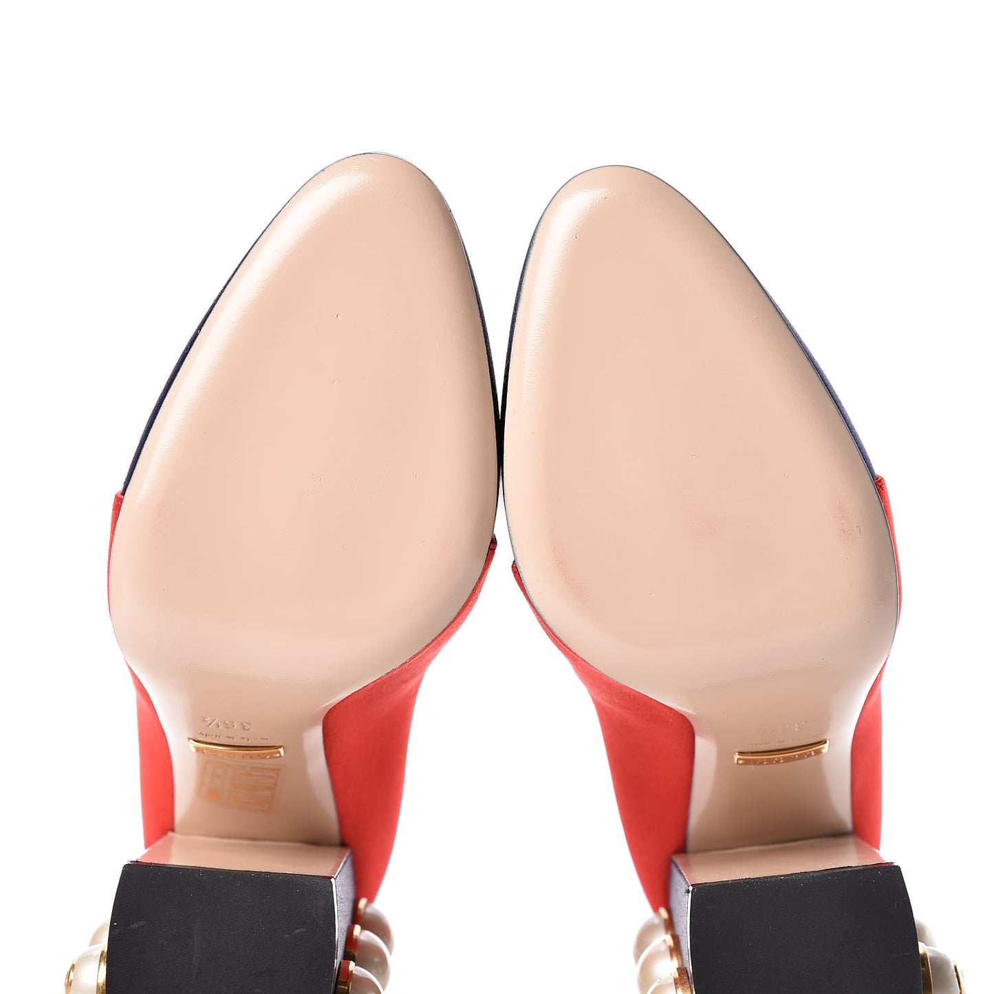 Silk Satin Pearl Studded Luna Bow Pumps 36.5 Navy Blue