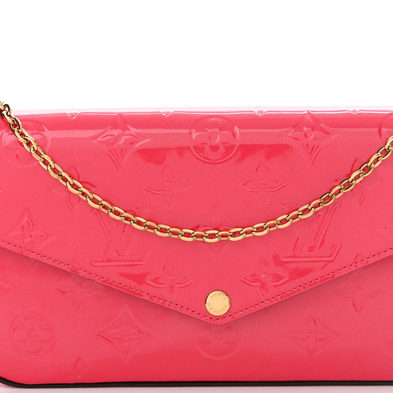 Louis Vuitton Vernis Felicie Pochette Chain Wallet Hot Pink 9 of 13