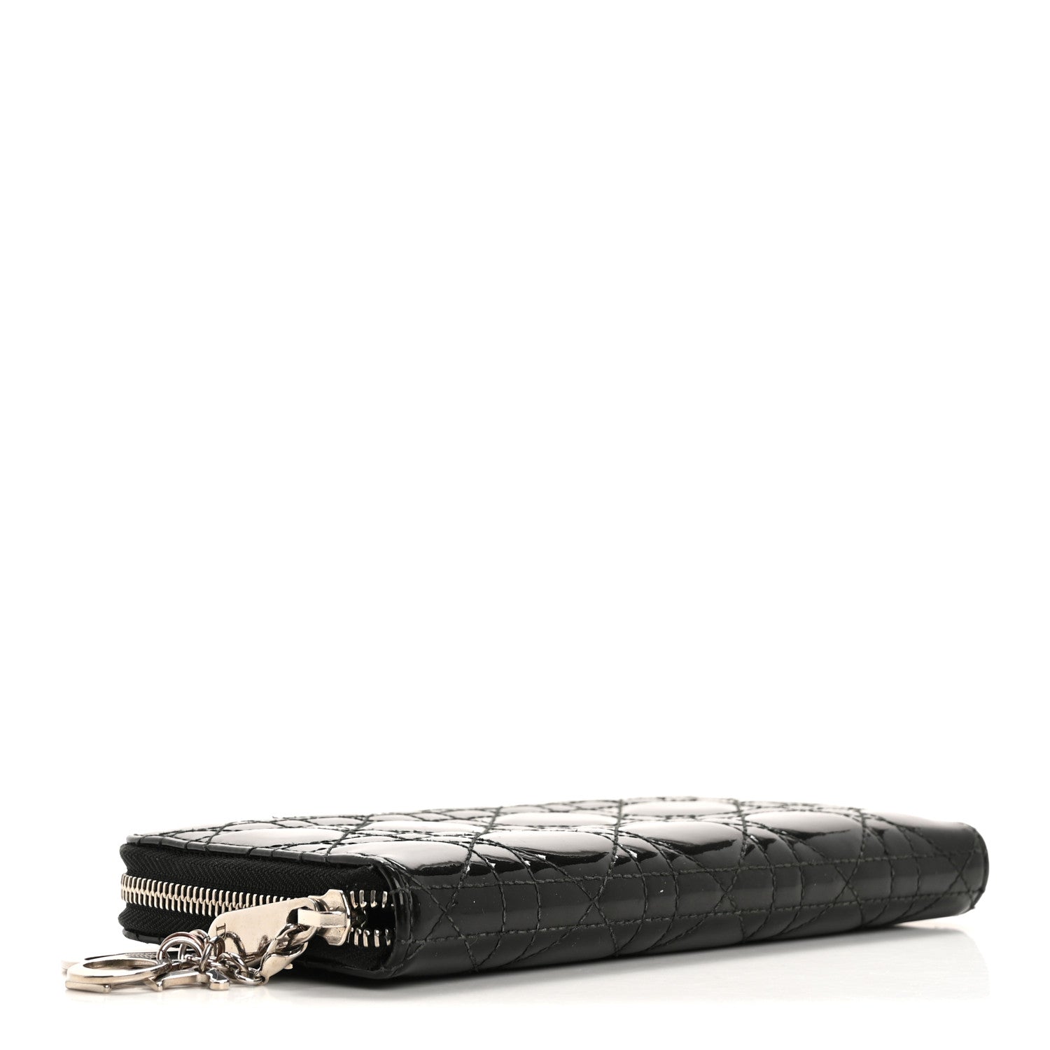 Christian Dior Patent Cannage Lady Dior Continental Zip Wallet Black 4 of 13