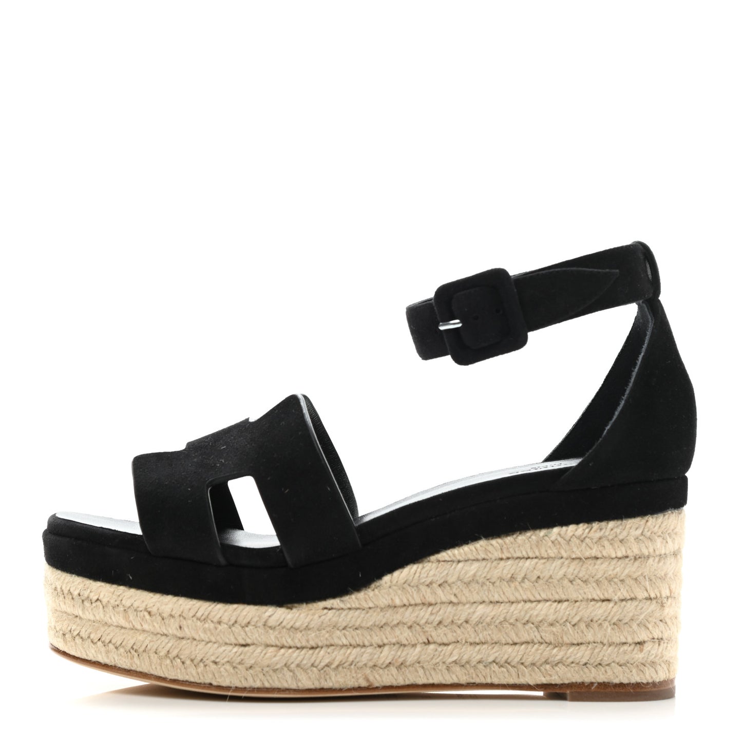 Suede Elda Espadrille Wedge Sandals 36 Black