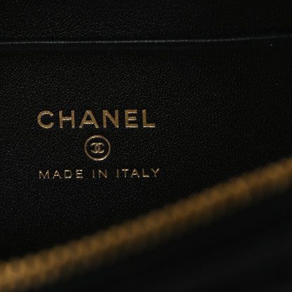Chanel Boucle Calfskin Top Handle Slim Vanity Case With Chain Ecru Black 6 of 13