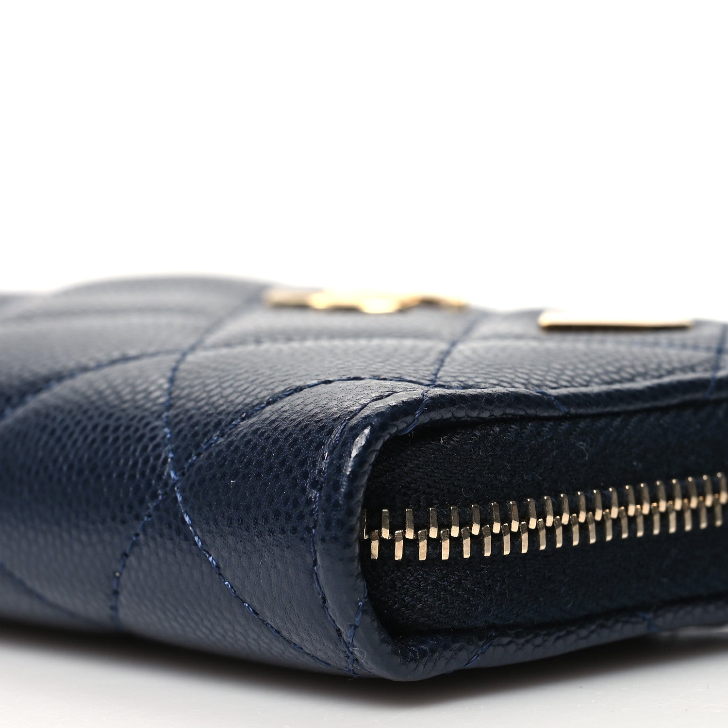 Chanel Caviar Enamel Coco Casino Quilted Zip Coin Purse Navy Blue 11 of 12