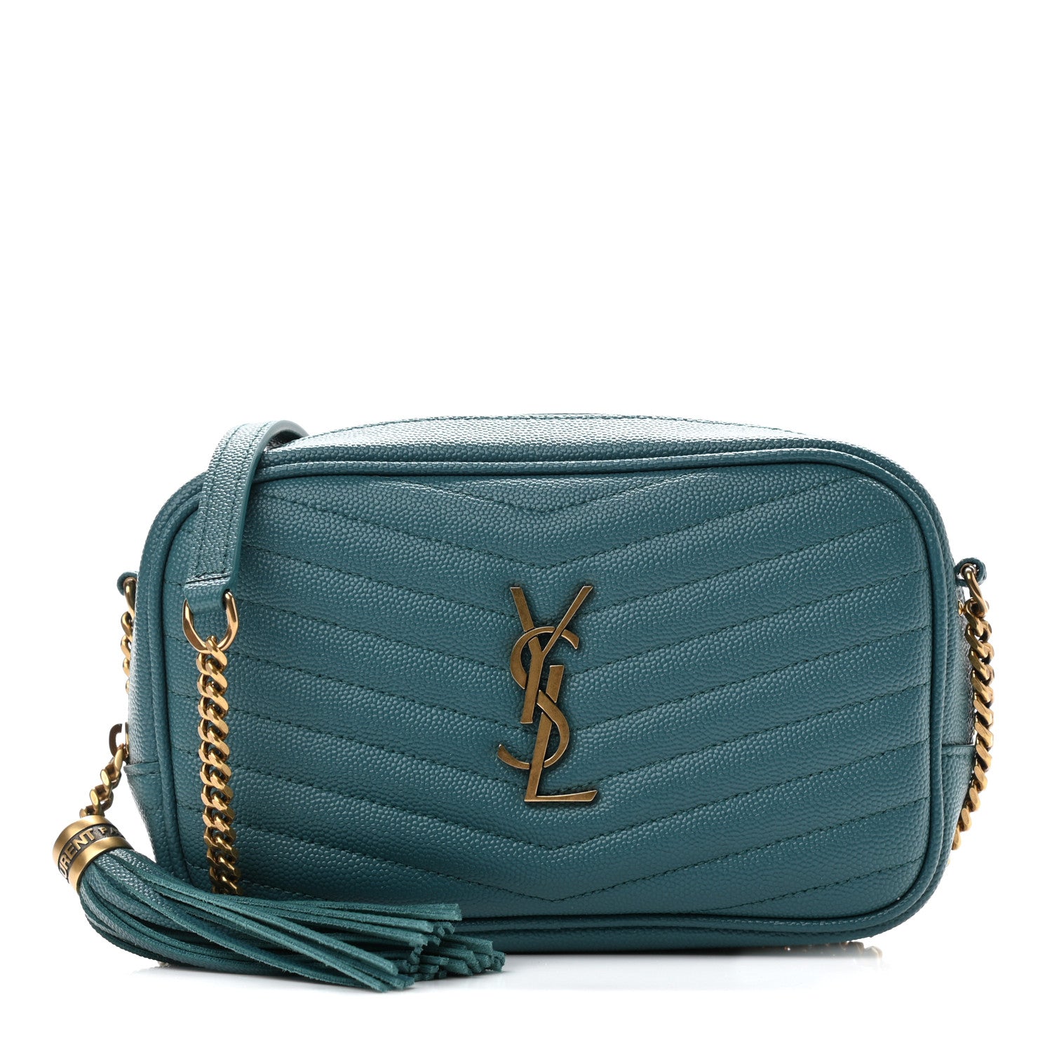 Saint Laurent Grain De Poudre Matelasse Monogram Mini Lou Camera Bag Blue Vert 1 of 11