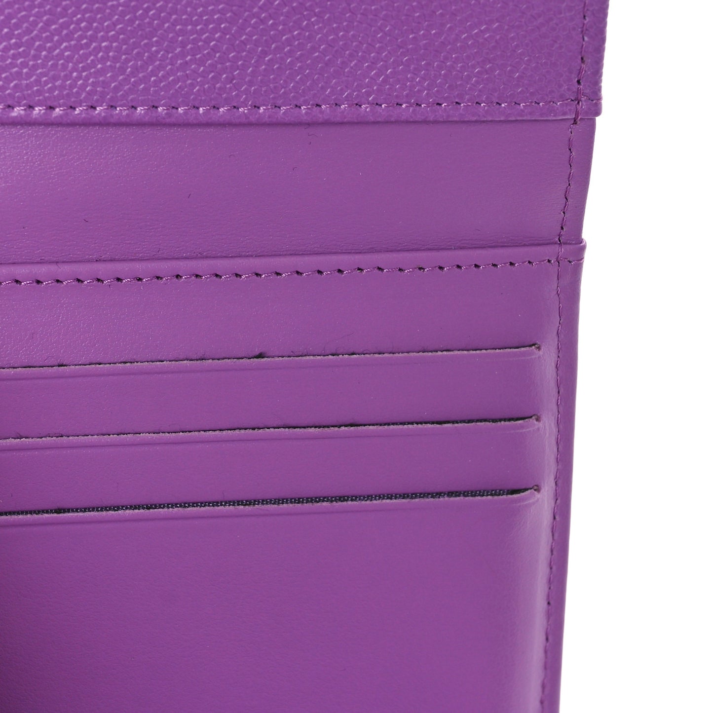 Caviar Quilted Compact Flap Wallet Purple