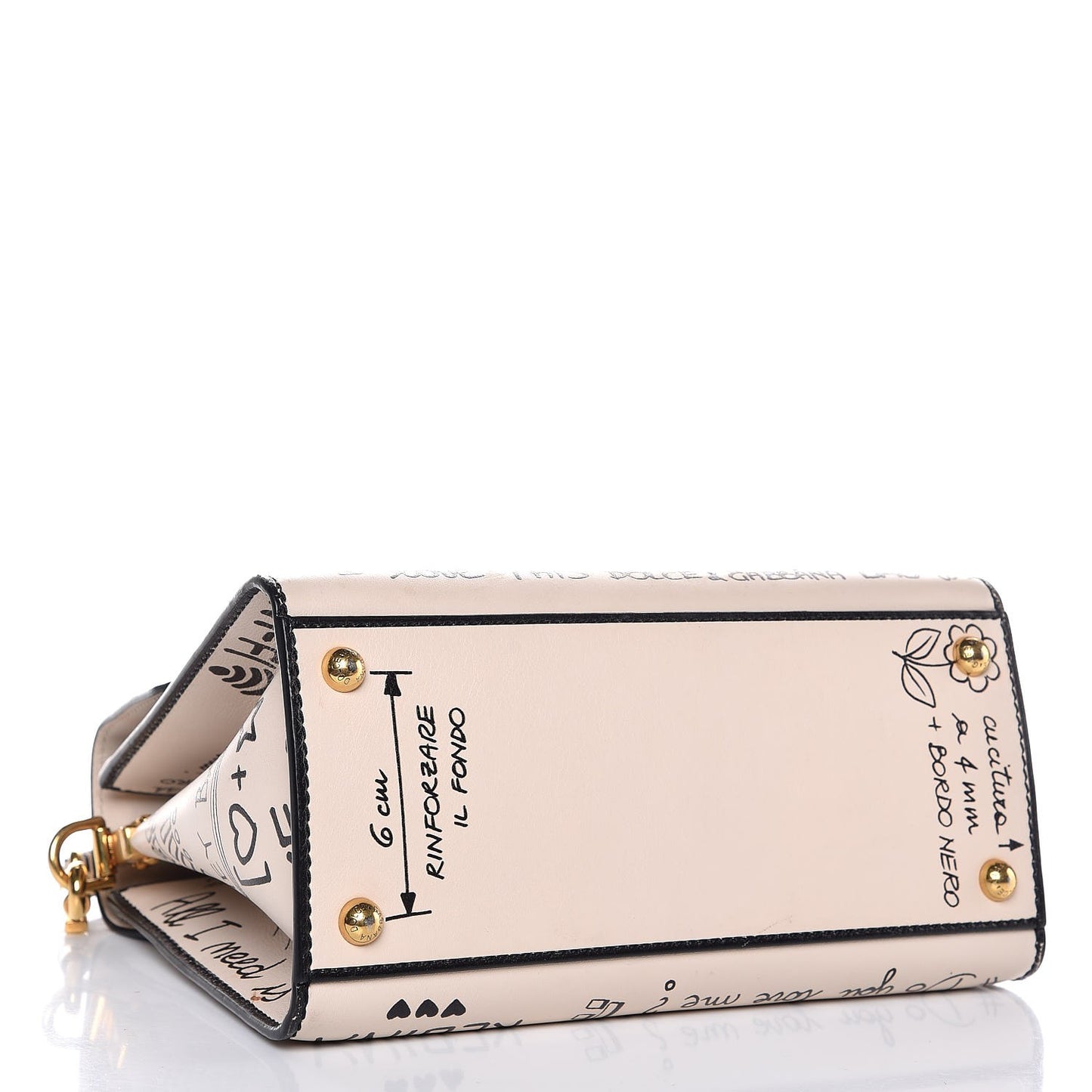 Calfskin Graffiti Printed Welcome Satchel White Black