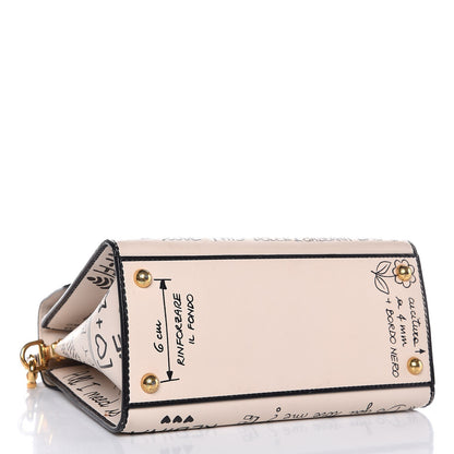 Dolce & Gabbana Calfskin Graffiti Printed Welcome Satchel White Black 4 of 6