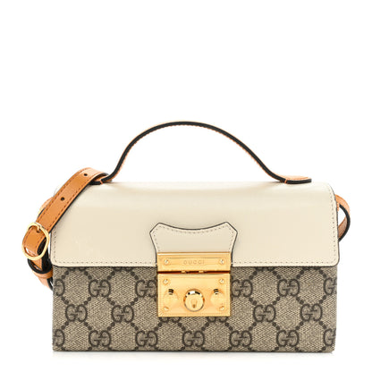 Gucci GG Supreme Monogram New Sakai Calfskin Mini Padlock Top Handle Shoulder Bag Beige Ebony Mystic White Sun Oil 1 of 18