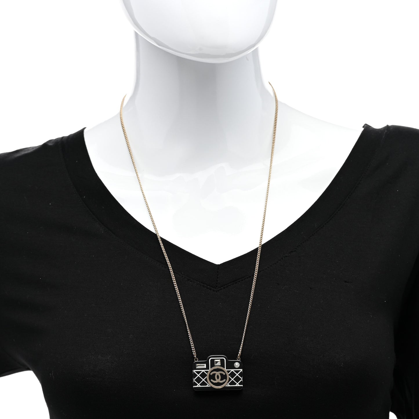 Resin Camera CC Necklace Black Gold