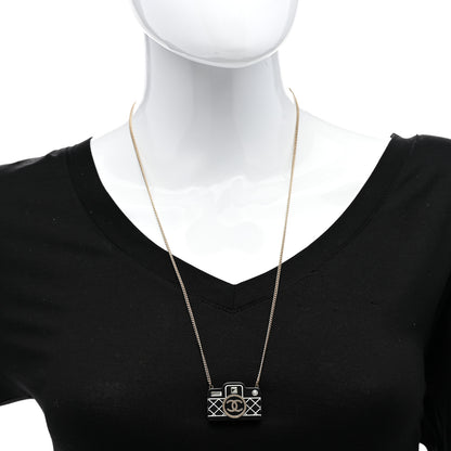Chanel Resin Camera CC Necklace Black Gold 2 of 7