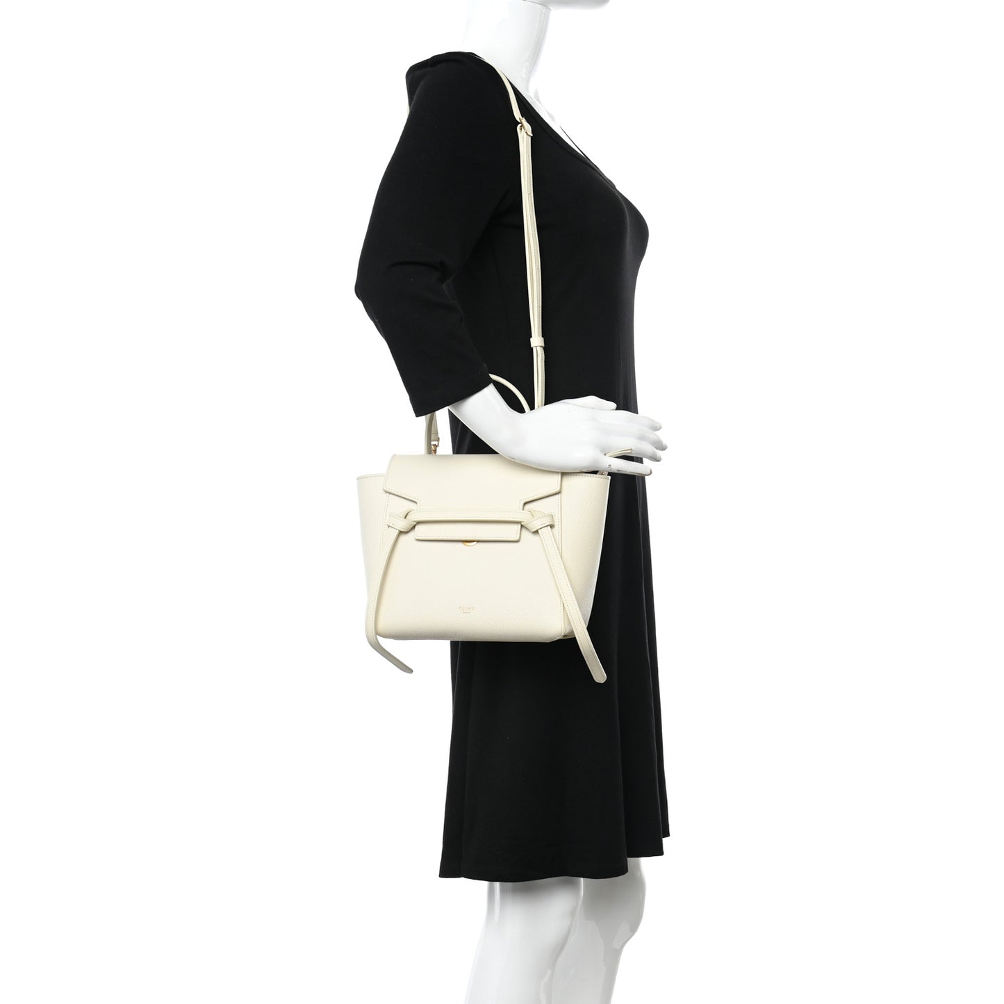 Grained Calfskin Nano Belt Bag White